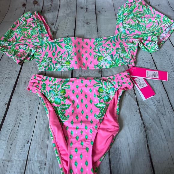 Lilly Pulitzer Other - Lilly Pulitzer Puff Sleeve / high waist  Bikini 2 pc Set